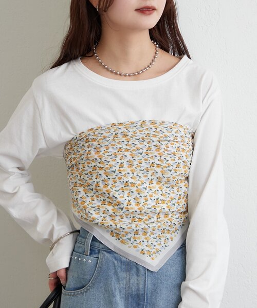 mystic(ミスティック)の「小花柄スカーフ(バンダナ/スカーフ・レディース・イエロー・ONE SIZE)」の4枚目の写真