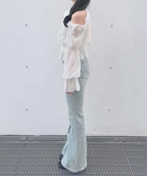 NOMAE（ノーマエ）の「アメスリリボンフリルブラウス（シャツ/ブラウス・レディース・ブラック/アイボリー系/ホワイト/ピンク/ライトブルー・FREE）」の13枚目の写真