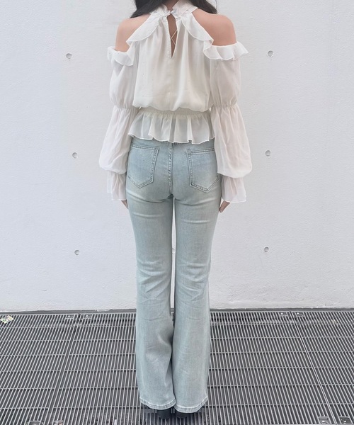 NOMAE（ノーマエ）の「アメスリリボンフリルブラウス（シャツ/ブラウス・レディース・ブラック/アイボリー系/ホワイト/ピンク/ライトブルー・FREE）」の14枚目の写真