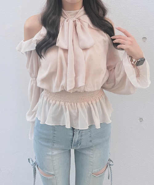 NOMAE（ノーマエ）の「アメスリリボンフリルブラウス（シャツ/ブラウス・レディース・ブラック/アイボリー系/ホワイト/ピンク/ライトブルー・FREE）」の17枚目の写真