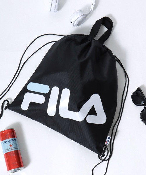 FILA(フィラ)の「FILA(フィラ)ブランドロゴプリント ナップサック/リュック(バックパック/リュック・メンズ・ブラック×ゴールド/ブラック×パープル/ブラック×ブルー/ブラック×レッド/ブラック・FREE)」の4枚目の写真