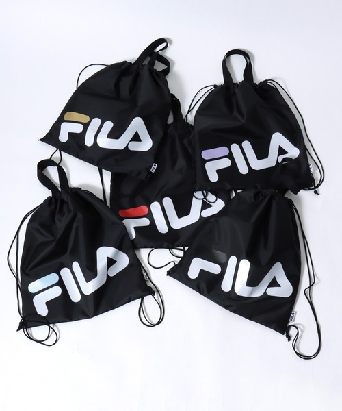 FILA(フィラ)の「FILA(フィラ)ブランドロゴプリント ナップサック/リュック(バックパック/リュック・メンズ・ブラック×ゴールド/ブラック×パープル/ブラック×ブルー/ブラック×レッド/ブラック・FREE)」の8枚目の写真
