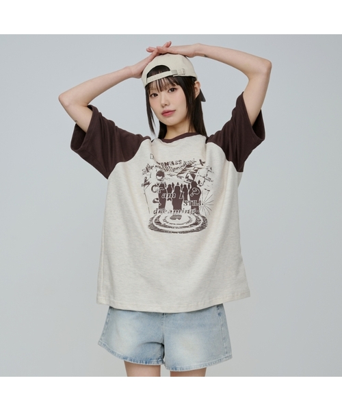 ACOVER(オコボ)の「ドリーミングレグランオーバーサイズ半袖Tシャツ7色(Tシャツ/カットソー・レディース・ブラウン/バーガンディー/ライトグレー/オートミール/ブラック/チャコール/グレー・FREE)」の5枚目の写真