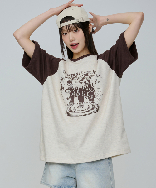 ACOVER(オコボ)の「ドリーミングレグランオーバーサイズ半袖Tシャツ7色(Tシャツ/カットソー・レディース・ブラウン/バーガンディー/ライトグレー/オートミール/ブラック/チャコール/グレー・FREE)」の11枚目の写真