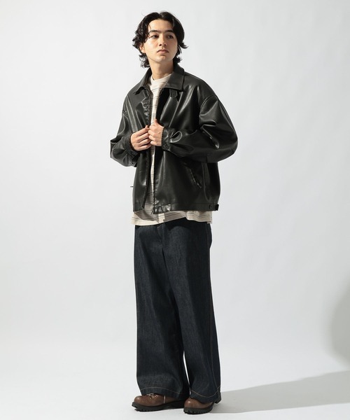 niko and...(ニコアンド)の「リジットワイドデニムパンツ(デニムパンツ・メンズ・ブラック/インディゴブルー・LARGE/MEDIUM)」の13枚目の写真
