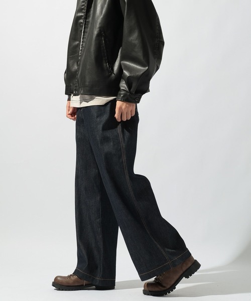 niko and...(ニコアンド)の「リジットワイドデニムパンツ(デニムパンツ・メンズ・ブラック/インディゴブルー・LARGE/MEDIUM)」の9枚目の写真