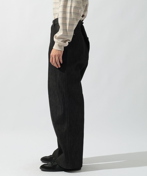 niko and...(ニコアンド)の「リジットワイドデニムパンツ(デニムパンツ・メンズ・ブラック/インディゴブルー・LARGE/MEDIUM)」の4枚目の写真
