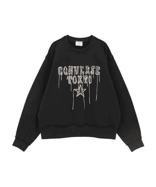 CONVERSE TOKYO(コンバーストウキョウ)の「DAMAGED EMBROIDED LOGO SWEAT(スウェット・レディース・グリーン/グレー/ブラック・MEDIUM/SMALL)」の2枚目の写真