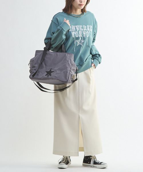 CONVERSE TOKYO(コンバーストウキョウ)の「DAMAGED EMBROIDED LOGO SWEAT(スウェット・レディース・グリーン/グレー/ブラック・MEDIUM/SMALL)」の8枚目の写真