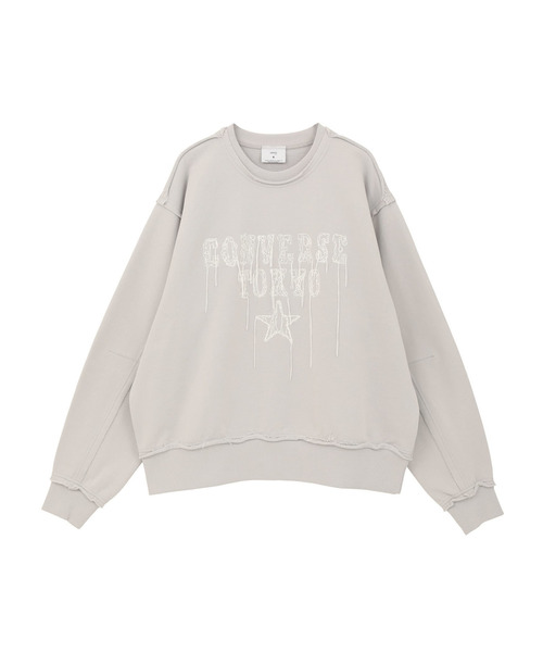 CONVERSE TOKYO(コンバーストウキョウ)の「DAMAGED EMBROIDED LOGO SWEAT(スウェット・レディース・グリーン/グレー/ブラック・MEDIUM/SMALL)」の12枚目の写真