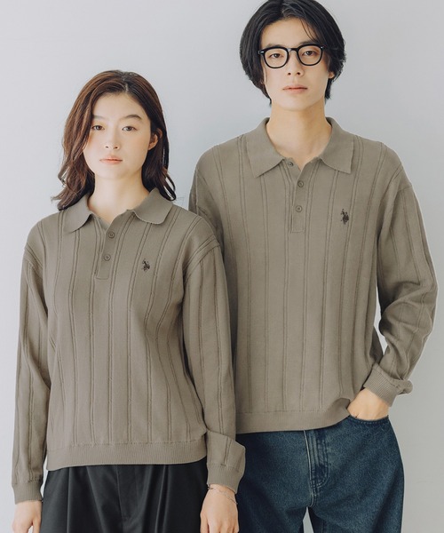 U.S. POLO ASSN.(ユーエスポロアッスン)の「U.S. POLO ASSN. 別注 針抜きポロニット(ニット/セーター・メンズ・ネイビー/グレー/ブラック/グリーン/ベージュ/ブラウン・S/M/L/XS)」の5枚目の写真