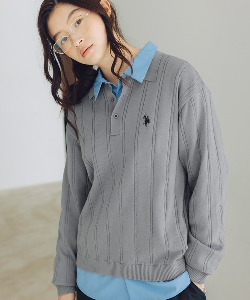 U.S. POLO ASSN.(ユーエスポロアッスン)の「U.S. POLO ASSN. 別注 針抜きポロニット(ニット/セーター・メンズ・ネイビー/グレー/ブラック/グリーン/ベージュ/ブラウン・S/M/L/XS)」の3枚目の写真