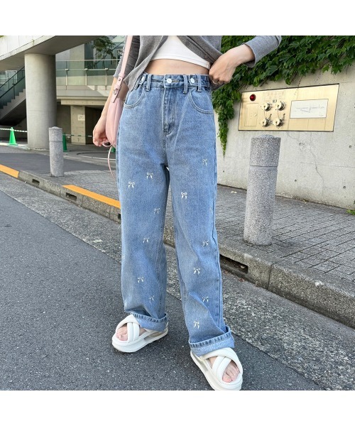 セール】リボン刺繍デニム（デニムパンツ）｜Flugge（フラッジー）の