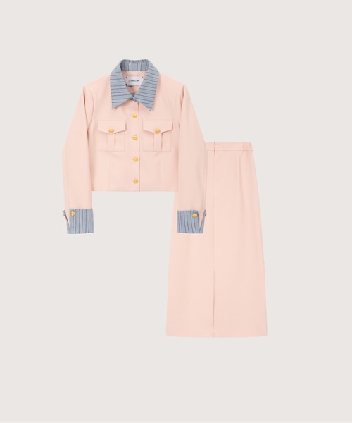 LA POMME petit(ラポミ・プチ)の「Patchwork Long Skirt Set Up(セットアップ・レディース・ネイビー/グレー/ピンク・LARGE/MEDIUM/SMALL)」の3枚目の写真