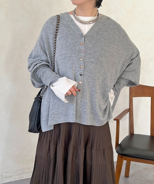 un dix cors（アンディコール）の「ジュエリーカーデ（カーディガン/ボレロ・レディース・ライトグレー/オフホワイト/ブラック/グリーン系その他2・FREE）」の6枚目の写真