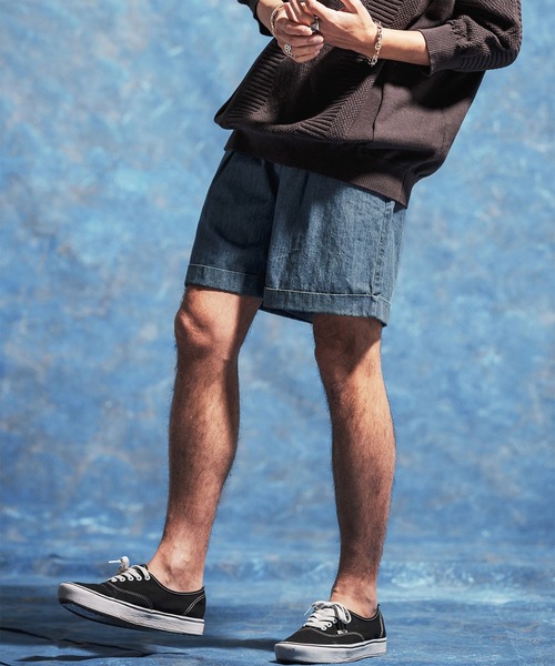 Jih Nunc(ジーヌンク)の「mp14617-7ozデニム裾ロールアップショートパンツ(JIH-R1171)(その他パンツ・メンズ・インディゴブルー/ブルーグリーン/ブルー・S/M/L)」の3枚目の写真