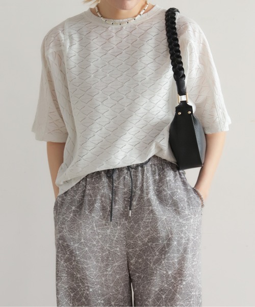 NOMBRE IMPAIR（ノンブルアンペール）の「【予約】ダイヤレース切替　レイヤードプルオーバー（Tシャツ/カットソー・レディース・ブラック/ホワイト・FREE）」の6枚目の写真