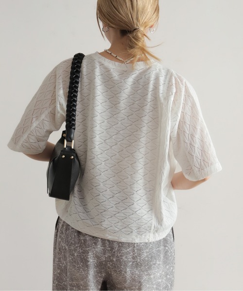 NOMBRE IMPAIR（ノンブルアンペール）の「【予約】ダイヤレース切替　レイヤードプルオーバー（Tシャツ/カットソー・レディース・ブラック/ホワイト・FREE）」の8枚目の写真