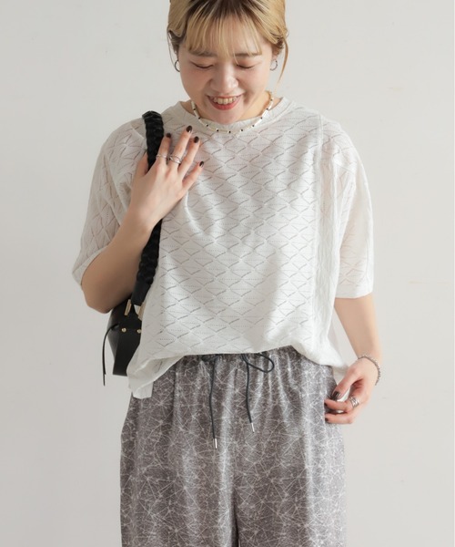 NOMBRE IMPAIR（ノンブルアンペール）の「【予約】ダイヤレース切替　レイヤードプルオーバー（Tシャツ/カットソー・レディース・ブラック/ホワイト・FREE）」の7枚目の写真