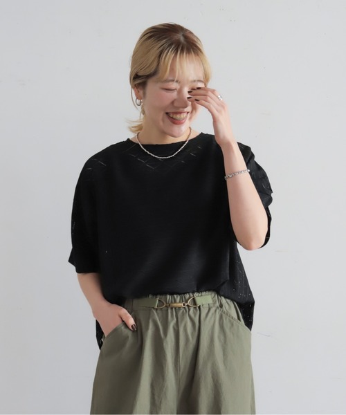 NOMBRE IMPAIR（ノンブルアンペール）の「【予約】ダイヤレース切替　レイヤードプルオーバー（Tシャツ/カットソー・レディース・ブラック/ホワイト・FREE）」の14枚目の写真