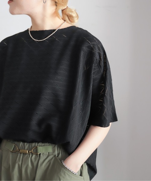 NOMBRE IMPAIR（ノンブルアンペール）の「【予約】ダイヤレース切替　レイヤードプルオーバー（Tシャツ/カットソー・レディース・ブラック/ホワイト・FREE）」の18枚目の写真