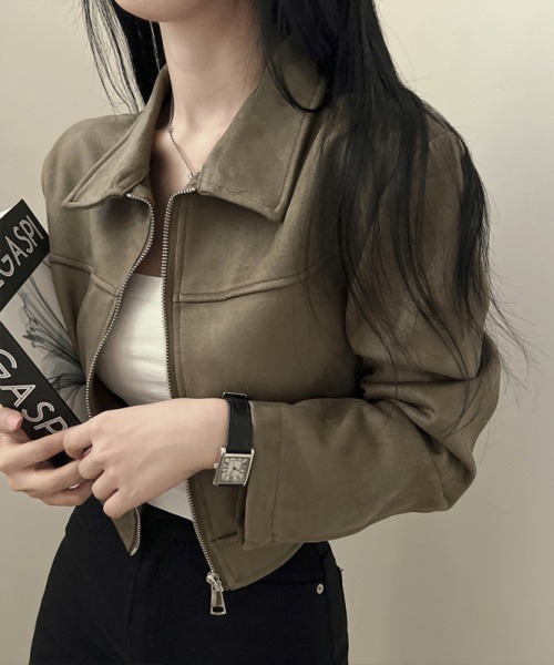 Flugge(フラッジー)の「スエードタッチライトジャケット(その他アウター・レディース・カーキ/ベージュ・MEDIUM/LARGE)」の2枚目の写真