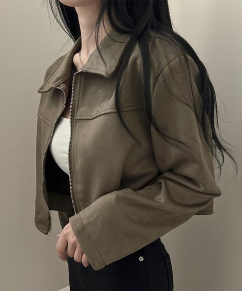 Flugge(フラッジー)の「スエードタッチライトジャケット(その他アウター・レディース・カーキ/ベージュ・MEDIUM/LARGE)」の3枚目の写真