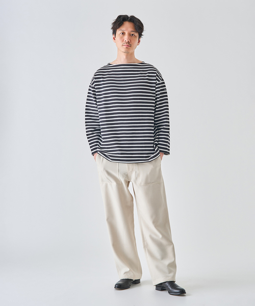 SAINT JAMES(セントジェームス)の「SAINT JAMES(セントジェームス) OUESSANT ルーズ (ボーダー)(Tシャツ/カットソー・メンズ・ホワイト/ブラック・6/5/4)」の11枚目の写真