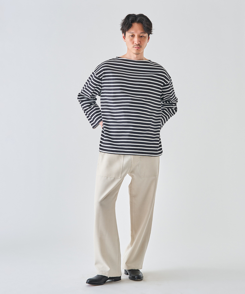 SAINT JAMES(セントジェームス)の「SAINT JAMES(セントジェームス) OUESSANT ルーズ (ボーダー)(Tシャツ/カットソー・メンズ・ホワイト/ブラック・6/5/4)」の12枚目の写真