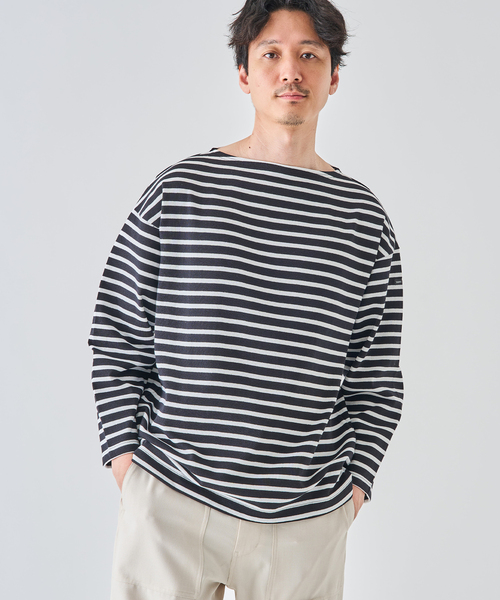 SAINT JAMES(セントジェームス)の「SAINT JAMES(セントジェームス) OUESSANT ルーズ (ボーダー)(Tシャツ/カットソー・メンズ・ホワイト/ブラック・6/5/4)」の13枚目の写真