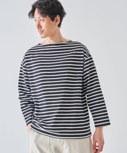 SAINT JAMES(セントジェームス)の「SAINT JAMES(セントジェームス) OUESSANT ルーズ (ボーダー)(Tシャツ/カットソー・メンズ・ホワイト/ブラック・6/5/4)」の14枚目の写真