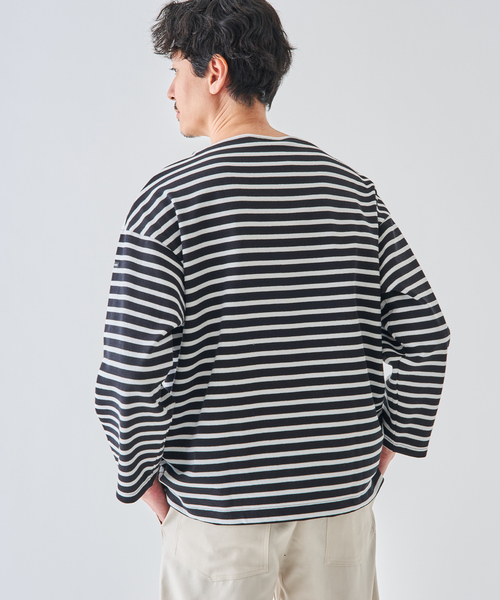 SAINT JAMES(セントジェームス)の「SAINT JAMES(セントジェームス) OUESSANT ルーズ (ボーダー)(Tシャツ/カットソー・メンズ・ホワイト/ブラック・6/5/4)」の16枚目の写真