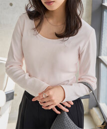 [ M L XL 選べるタイプ ] 深開きスクエア Uネック 長袖Tシャツ