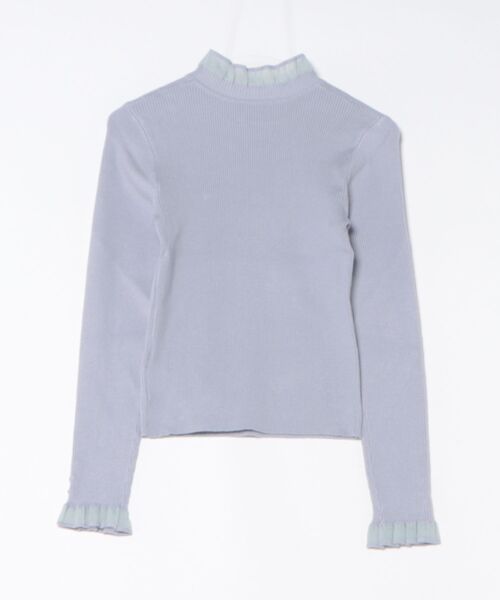 tocco closet(トッコ クローゼット)の「袖口ビジュー付きシアーフリル切り替えリブニットプルオーバー(ニット/セーター・レディース・オフホワイト/ピンク/ブルー・M)」の14枚目の写真