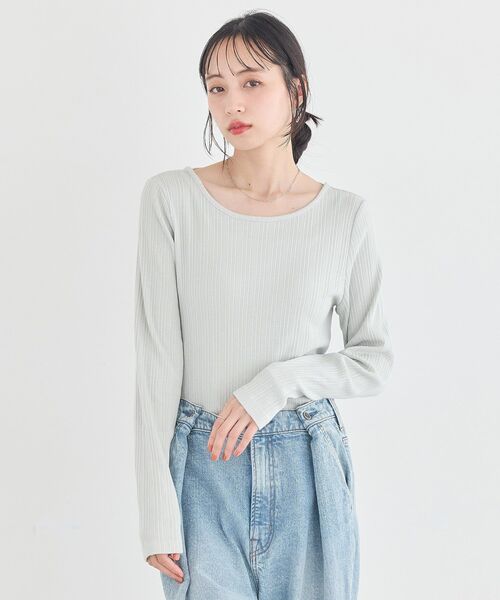 earth music&ecology(アースミュージックアンドエコロジー)の「ランダムチェーンリブバックレースプルオーバー(Tシャツ/カットソー・レディース・オフホワイト/ブラック/ライトグリーン/その他7/ライトイエロー・FREE)」の12枚目の写真