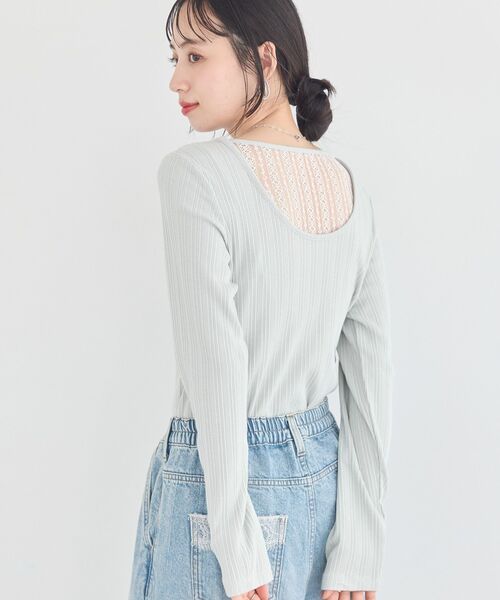 earth music&ecology(アースミュージックアンドエコロジー)の「ランダムチェーンリブバックレースプルオーバー(Tシャツ/カットソー・レディース・オフホワイト/ブラック/ライトグリーン/その他7/ライトイエロー・FREE)」の14枚目の写真