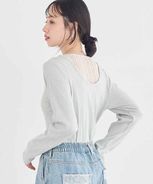 earth music&ecology(アースミュージックアンドエコロジー)の「ランダムチェーンリブバックレースプルオーバー(Tシャツ/カットソー・レディース・オフホワイト/ブラック/ライトグリーン/その他7/ライトイエロー・FREE)」の15枚目の写真