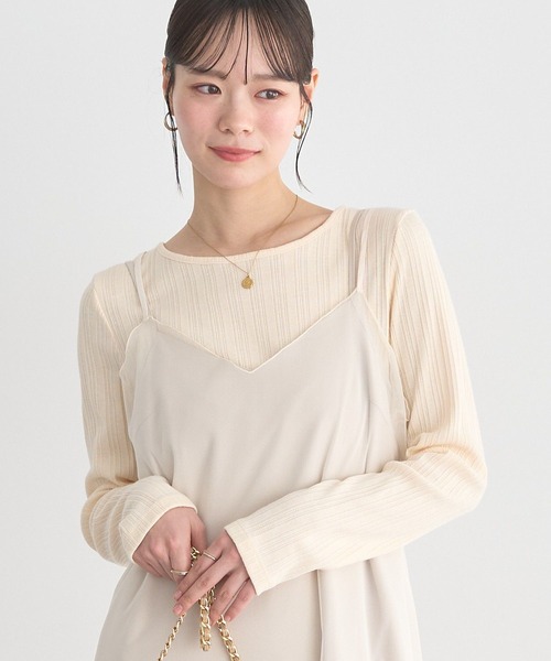 earth music&ecology(アースミュージックアンドエコロジー)の「ランダムチェーンリブバックレースプルオーバー(Tシャツ/カットソー・レディース・オフホワイト/ブラック/ライトグリーン/その他7/ライトイエロー・FREE)」の5枚目の写真