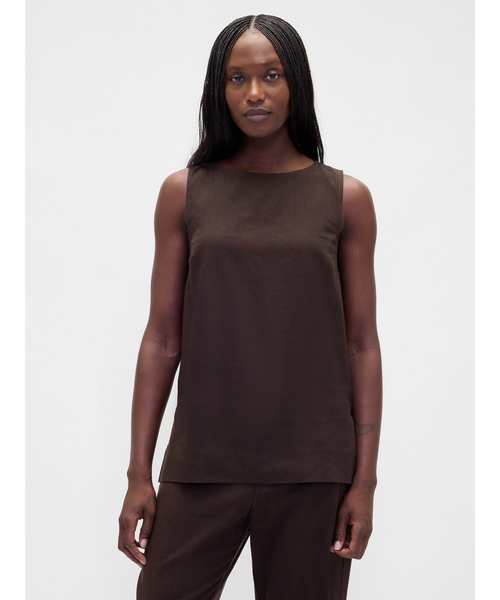 GAP(ギャップ)の「リネンブレンド シェルタンクトップ(シャツ/ブラウス・レディース・ナチュラル/ブラック/ブラウン・S/XS/XXS/L/M)」の2枚目の写真