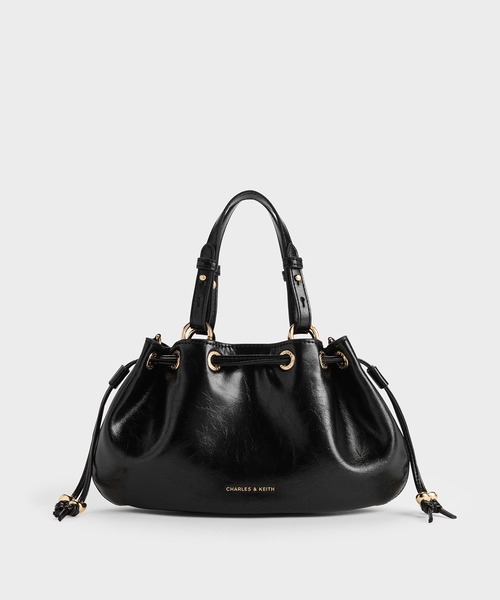 CHARLES & KEITH（チャールズ & キース）の「Moxieミニモキシードローストリングバケットバッグ（ショルダーバッグ・レディース・ブラック・S）」の4枚目の写真