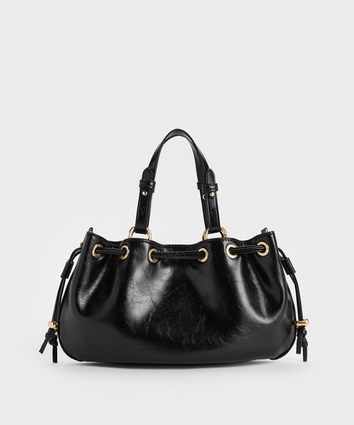 CHARLES & KEITH（チャールズ & キース）の「Moxieミニモキシードローストリングバケットバッグ（ショルダーバッグ・レディース・ブラック・S）」の6枚目の写真