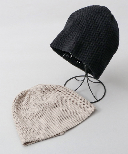 A.M.S.（エーエムエス）の「2ロール オーガニックコットン ロール メッシュニットキャップ（ニットキャップ/ビーニー・メンズ・グレイッシュベージュ/ブラック・FREE）」の7枚目の写真