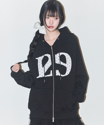 ILLIGO（イリゴ）の「129 ロゴパッチフードジップアップ ブラックドット（パーカー）」