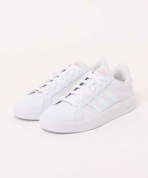 adidas(アディダス)の「【adidas】アディダス GRANDCOURT 3.0J(グランドコート 3.0J)(スニーカー・レディース・ホワイト×ピンク・23.0cm/23.5cm/24.0cm/24.5cm/25.0cm/25.5cm)」の1枚目の写真
