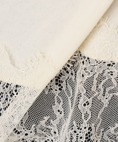 JOURNAL STANDARD（ジャーナルスタンダード）の「《追加4》レースヘム クルーネックシアーロングT（Tシャツ/カットソー・レディース・アイボリー・FREE）」の4枚目の写真