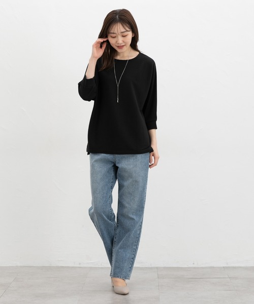 Honeys(ハニーズ)の「【UVカット】7分袖アクセ付ドルマントップス(Tシャツ/カットソー・レディース・オレンジ系その他/ブルー/アイボリー/ブラック/イエロー/ベージュ・L/LL/M)」の10枚目の写真