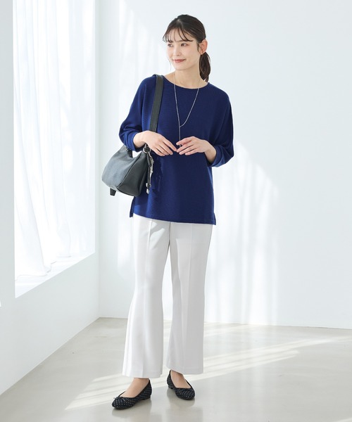 Honeys(ハニーズ)の「【UVカット】7分袖アクセ付ドルマントップス(Tシャツ/カットソー・レディース・オレンジ系その他/ブルー/アイボリー/ブラック/イエロー/ベージュ・L/LL/M)」の12枚目の写真