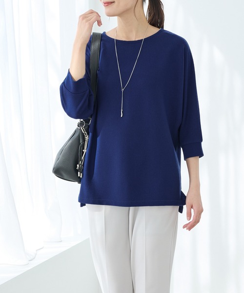Honeys(ハニーズ)の「【UVカット】7分袖アクセ付ドルマントップス(Tシャツ/カットソー・レディース・オレンジ系その他/ブルー/アイボリー/ブラック/イエロー/ベージュ・L/LL/M)」の13枚目の写真