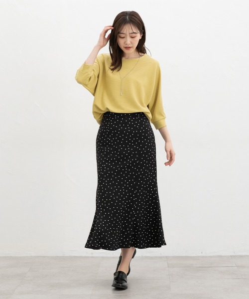 Honeys(ハニーズ)の「【UVカット】7分袖アクセ付ドルマントップス(Tシャツ/カットソー・レディース・オレンジ系その他/ブルー/アイボリー/ブラック/イエロー/ベージュ・L/LL/M)」の16枚目の写真