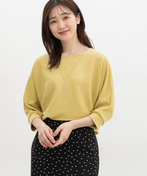 Honeys(ハニーズ)の「【UVカット】7分袖アクセ付ドルマントップス(Tシャツ/カットソー・レディース・オレンジ系その他/ブルー/アイボリー/ブラック/イエロー/ベージュ・L/LL/M)」の17枚目の写真
